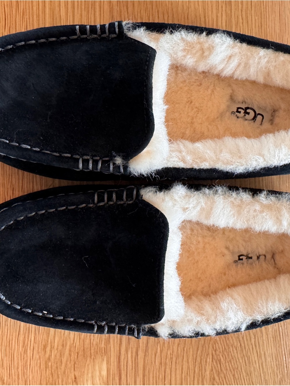 UGG Black Suede Shearling-Lined slippers